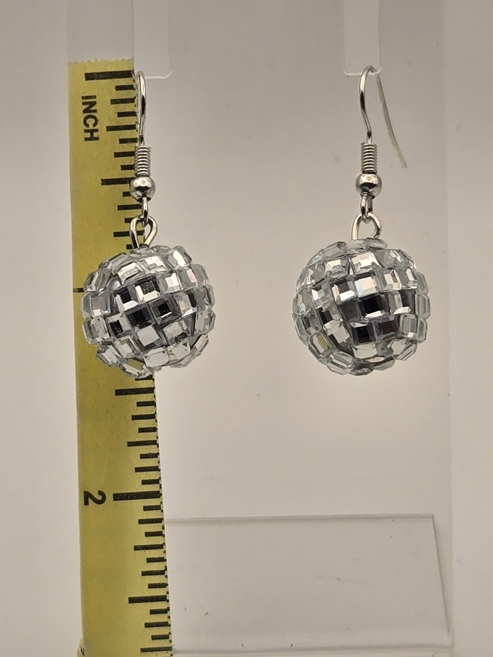 Silver Mirror Ball Drop Earrings - Women Jewelry